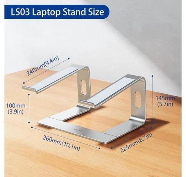 Alt view image 4 of 7 - LS03 Aluminum Laptop Stand Ergonomic Detachable Computer Stand Notebook Riser Compatible with Air Pro HP More 10-15.6 Laptops Silver
