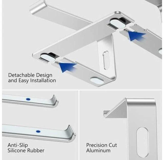 Alt view image 5 of 7 - LS03 Aluminum Laptop Stand Ergonomic Detachable Computer Stand Notebook Riser Compatible with Air Pro HP More 10-15.6 Laptops Silver