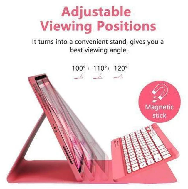 Alt view image 4 of 5 - MMK for iPad Air 13 inch (M2) 2024 & for iPad Pro 12.9 Case with Keyboard, Keyboard case for iPad Pro 12.9 inch 6th 5th & iPad Air 13 inch, Backlit Bluetooth Wireless Keyboard with Pencil Holder,Red