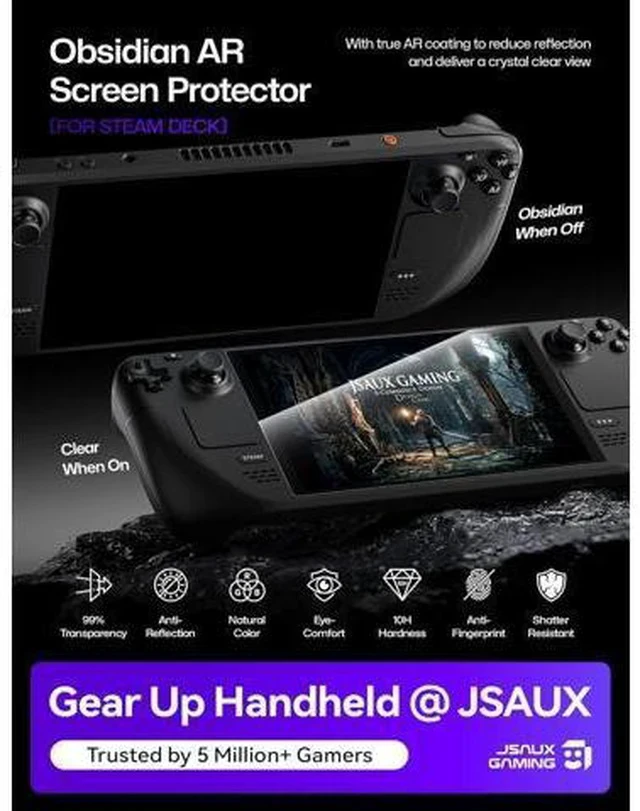 Alt view image 2 of 7 - 2-Pack Obsidian AR Screen Protector for Steam Deck, Anti-Reflection & Ultra Clear 10H Hardness Easy to Install with Guide Frame Scratch Resistant Tempered Glass for Steam Deck LCD & OLED
