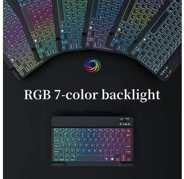 Alt view image 3 of 5 - Backlit Keyboard Case for iPad 9th Gen/8th Gen/7th Gen 10.2 inch 2021/2020/2019, iPad Pro 10.5"/iPad Air 3rd Gen Case with Keyboard Backlight Detachable keyboard Cute Candy Color Case ,Pink+White