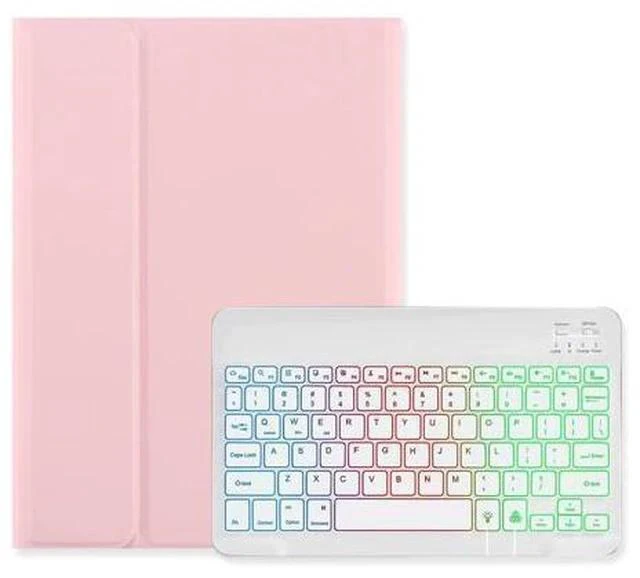 Main image of Backlit Keyboard Case for iPad 9th Gen/8th Gen/7th Gen 10.2 inch 2021/2020/2019, iPad Pro 10.5"/iPad Air 3rd Gen Case with Keyboard Backlight Detachable keyboard Cute Candy Color Case ,Pink+White