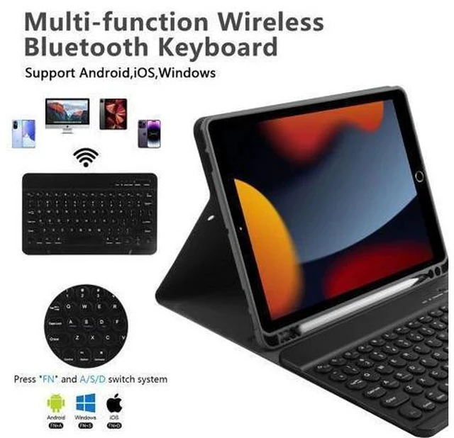 Alt view image 3 of 7 - Compatible for iPad 9th 8th 7th Generation Keyboard Case 10.2inch for iPad Air 3 Case with Keyboard, Bluetooth Keyboard for iPad Pro 10.5 3rd Gen, Slim Leather Cover for iPad 2021/2020/2019 Black