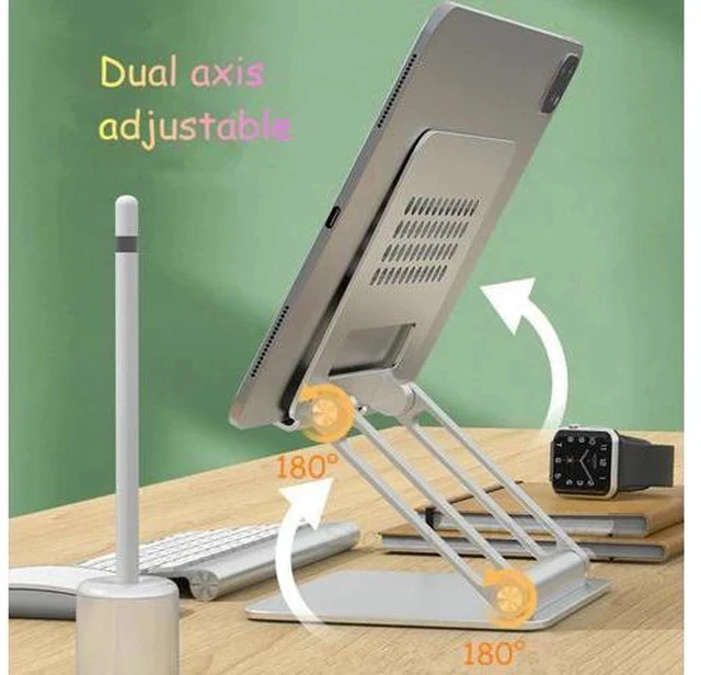 Alt view image 3 of 5 - Adjustable Tablet Stand Aluminum Alloy Tablets Holder Desktop Hands Tablet Stand Dual Axis Design