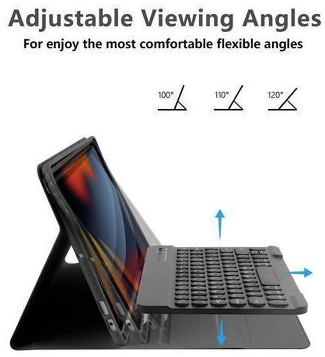 Alt view image 5 of 7 - Compatible for iPad 9th 8th 7th Generation Keyboard Case 10.2inch for iPad Air 3 Case with Keyboard, Bluetooth Keyboard for iPad Pro 10.5 3rd Gen, Slim Leather Cover for iPad 2021/2020/2019 Black