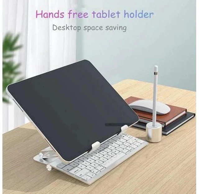 Alt view image 4 of 5 - Adjustable Tablet Stand Aluminum Alloy Tablets Holder Desktop Hands Tablet Stand Dual Axis Design