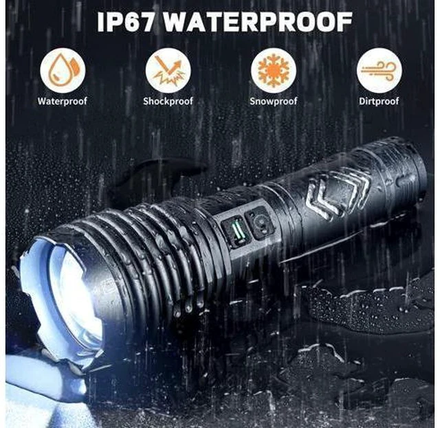 Alt view image 6 of 7 - Rechargeable Flashlights 1500000 High Lumens,Super Bright LED Flashlight,Tactical Powerful Waterproof Handheld Flashlights with Zoomable 6 Modes,Output Funtion & 24H Long Life for Emergencies Camping