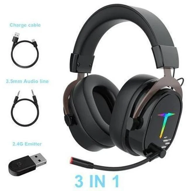 Main image of SAMA G1000 Gaming Headphone 2.4G Bluetooth Wireless Noise Cancelling Surround Sound RGB Headset Detachable Microphone Ear Headphones For PS4 PC XBOX PS5 Black