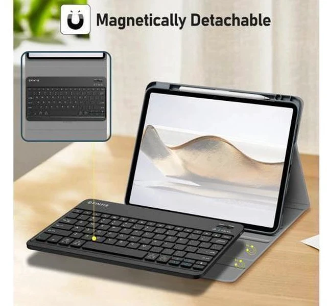 Alt view image 3 of 5 - Fintie Keyboard Case for iPad Pro 13-inch (M4) 2024 with Pencil Holder - Soft TPU Back Cover with Magnetically Detachable Bluetooth Keyboard, Gray