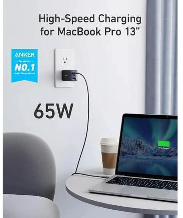 Alt view image 2 of 7 - USB C Charger (Nano 65W) PPS 3-Port Fast Compact Foldable USB C Charger Block for MacBook iPad Pro Galaxy S24 iPhone 16 / 15 and more series