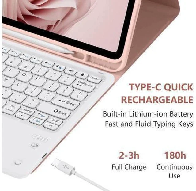 Alt view image 3 of 5 - BQSS Keyboard Case for iPad Air 13 inch(M2) 2024 Case with Keyboard for iPad Pro 12.9 inch 6th Gen 2022/5th Gen Keyboard Cover Detachable Backlit Wireless Keyboard Case Pencil Holder (Pink)