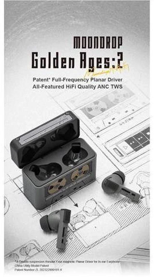 Alt view image 2 of 7 - Golden Ages 2 MD-TWS-039 TWS Earphone ANC Bluetooth 6.0 LDAC VDSF Adjustable Output Gain Gaming Headphones