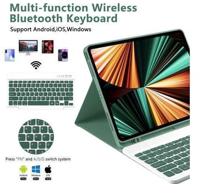 Alt view image 3 of 5 - Compatible for iPad Air 13 inch Case Keyboard for iPad Pro 12.9 Case with Keyboard for iPad Pro 6th/5th/4th/3rd/Air (M2), with iPad Keyboard Wireless Detachable Keyboard & Pencil Holder Dark Green