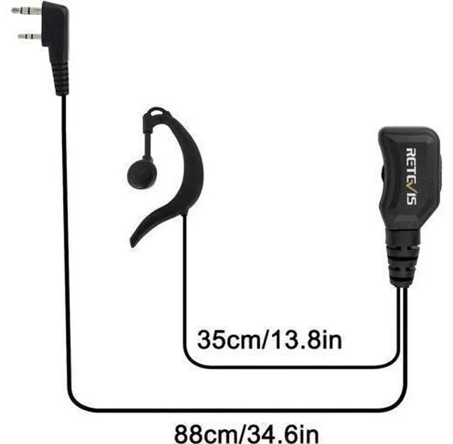 Alt view image 3 of 7 - Retevis Walkie Talkie Earpiece with Mic G Shape 2 Pin Adjustable Volume Headset Compatible with Retevis H-777 RT22 RT21 Baofeng UV-5R 888S 2 Way Radio(10 Pack)