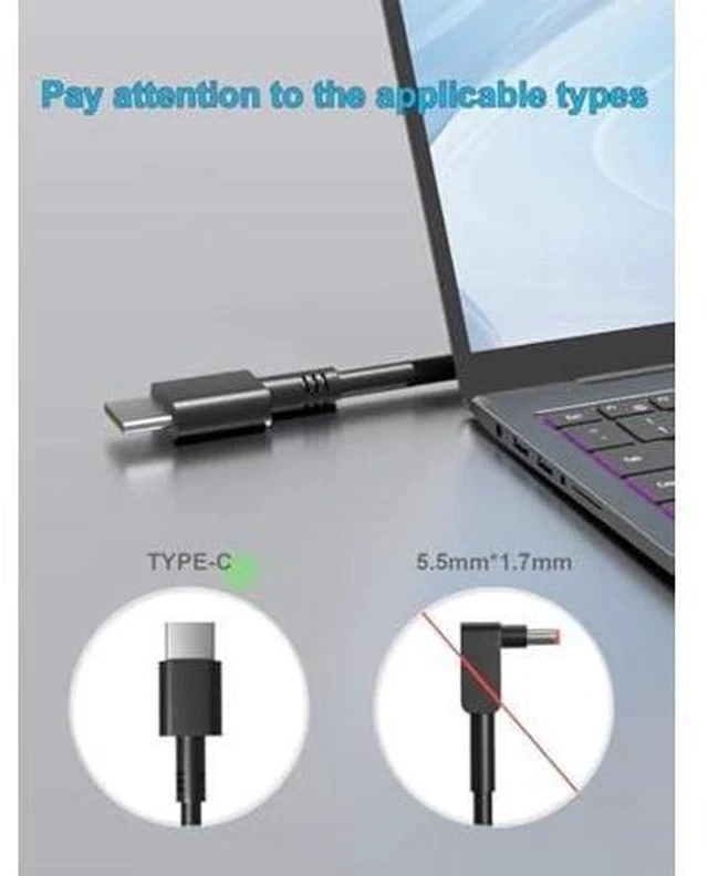 Alt view image 2 of 7 - 65W USB C Charger for Lenovo ADLX65YLC3D ADLX65YCC2D ADLX65YDC2D ADLX65YLC3A ADLX65YCC3A ADLX65YLC2A ADLX65YCC3D ADLX65YDC3A ADLX65YDC3D ADLX65YDC2A ADLX65YCC2A ADLX65YLC2D AC Adapter