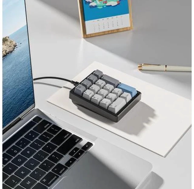 Alt view image 4 of 5 - Kisnt Mechanical Number Pad, Hot Swappable Wired Numpad USB 17 Keys White Backlit Numeric Keypad with PBT Keycaps for Laptop PC TKL Keyboards (Brown Switch)