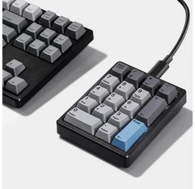 Alt view image 5 of 5 - Kisnt Mechanical Number Pad, Hot Swappable Wired Numpad USB 17 Keys White Backlit Numeric Keypad with PBT Keycaps for Laptop PC TKL Keyboards (Brown Switch)