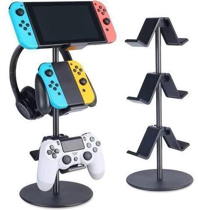 Main image of KELJUN Controller Stand 3 Tier,Headphone Holder, Multi Adjustable Game Controller Headset Hanger for All Universal Gaming PC Accessories, Xbox PS4 PS5 Nintendo Switch(Smart Black)