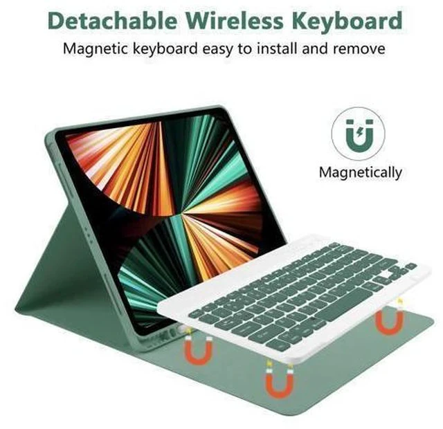 Alt view image 5 of 5 - Compatible for iPad Air 13 inch Case Keyboard for iPad Pro 12.9 Case with Keyboard for iPad Pro 6th/5th/4th/3rd/Air (M2), with iPad Keyboard Wireless Detachable Keyboard & Pencil Holder Dark Green