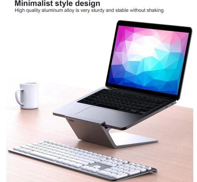 Alt view image 2 of 7 - Laptop Stand Aluminum Notebook Holder Riser Heat-Vent for MacBook Air/Pro HP Surface 11-16 inches Notebook