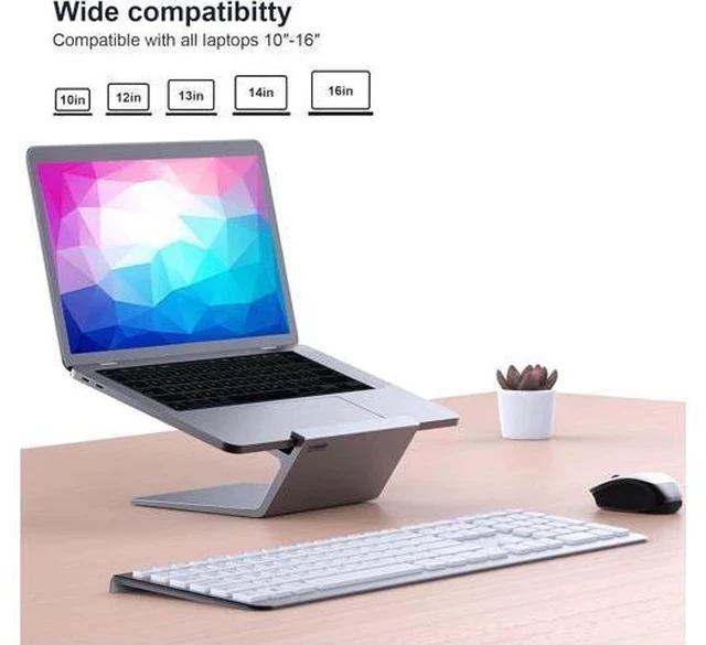 Alt view image 3 of 7 - Laptop Stand Aluminum Notebook Holder Riser Heat-Vent for MacBook Air/Pro HP Surface 11-16 inches Notebook