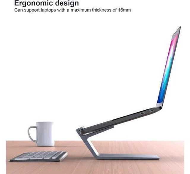 Alt view image 4 of 7 - Laptop Stand Aluminum Notebook Holder Riser Heat-Vent for MacBook Air/Pro HP Surface 11-16 inches Notebook
