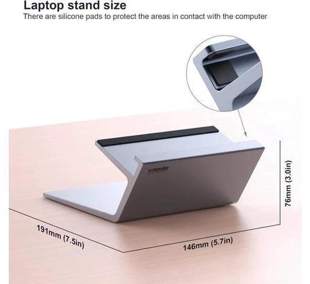 Alt view image 6 of 7 - Laptop Stand Aluminum Notebook Holder Riser Heat-Vent for MacBook Air/Pro HP Surface 11-16 inches Notebook