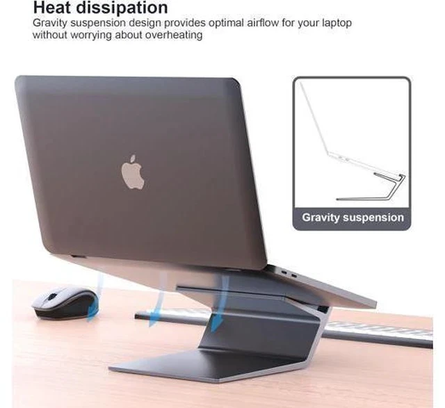 Alt view image 5 of 7 - Laptop Stand Aluminum Notebook Holder Riser Heat-Vent for MacBook Air/Pro HP Surface 11-16 inches Notebook