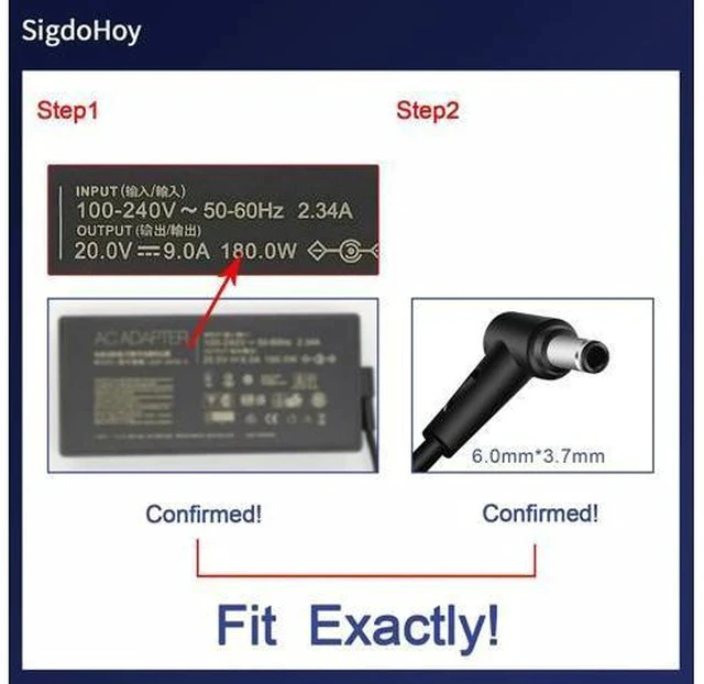 Alt view image 3 of 7 - SigdoHoy 180W Charger Compatible with Asus Rog Zephyrus G14 GA401 G15 GA502,Tuf Gaming F15 F17 A15 A17 FX505, Zenbook Pro 14 Duo Laptop