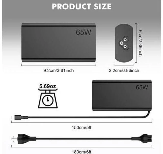 Alt view image 4 of 7 - New Slim 65W USB C Laptop Charger for Thinkpad/Yoga/Chromebook Computer Type C Fast Charging Power Cord Ac Adapter for ThinkPad T14/T15/X1 Carbon Gen 12 Yoga 7i/9i Chromebook 500e /C340/S340