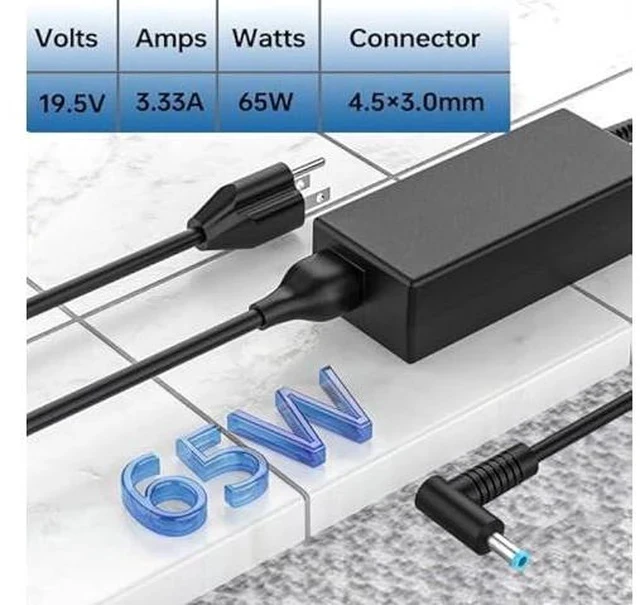 Alt view image 5 of 7 - 65W 19.5V 3.33A Charger Compatible with HP Probook 440 450 G10 G8 213349-109 L25298-001 710412-001 Laptop Power Adapter