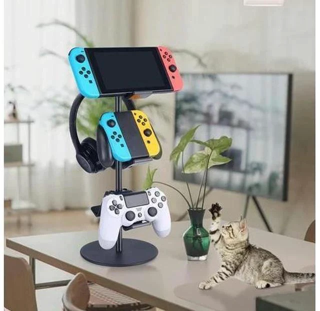 Alt view image 2 of 7 - KELJUN Controller Stand 3 Tier,Headphone Holder, Multi Adjustable Game Controller Headset Hanger for All Universal Gaming PC Accessories, Xbox PS4 PS5 Nintendo Switch(Smart Black)