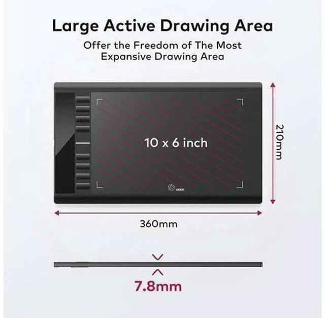 Main image of UGEE M708 V3 Graphics Drawing Tablet,10X6 Inches Digital Drawing Tablet with 8 Hot Keys 8192 Levels Pen Compatible with Chromebook, Linux, Windows 7/8/10/11, macOS 10.10