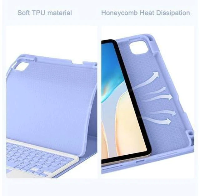 Alt view image 5 of 5 - Eisuiyi Keyboard Case for iPad Pro 11" M4 2024, Detachable Touchpad BT Keyboard, Magentic Protective Cover with Pencil Holder, Full Protection, Purple