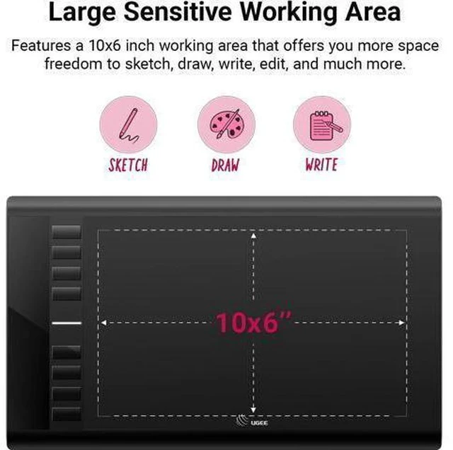 Alt view image 5 of 6 - UGEE M708 V3 Graphics Drawing Tablet,10X6 Inches Digital Drawing Tablet with 8 Hot Keys 8192 Levels Pen Compatible with Chromebook, Linux, Windows 7/8/10/11, macOS 10.10