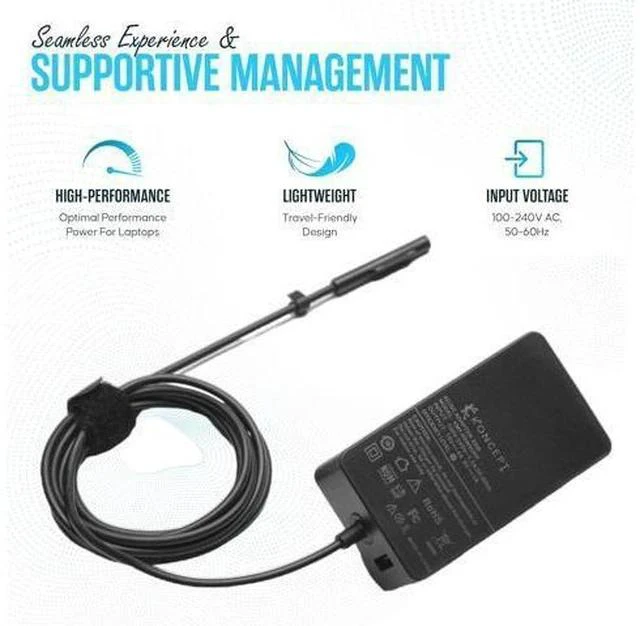Alt view image 6 of 7 - 65W 15V 4A Surface Pro Laptop Charger - Power Supply AC Adapter 100-240V 50-60Hz for Surface Pro 10/9/8/7/7+/6/5/4/3/X Windows Surface Laptop 6/5/4/3/2/1/Surface Go Tablet Surface Book 3/2/1