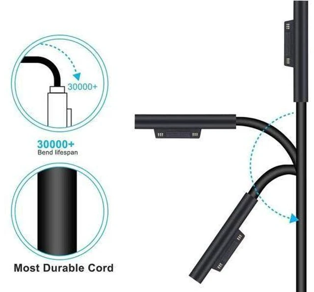 Alt view image 2 of 7 - 102W Surface Book Charger 15V 6.33A Power Supply for Surface Book 3/2/1 Surface Laptop 5/4/3/2 Surface Pro X/9/8/7/6/5th/4/3/2 Surface Go 3/2