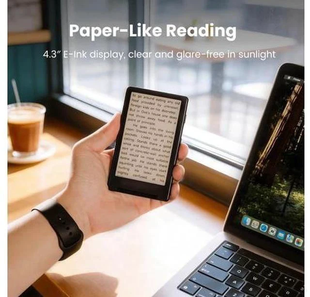 Alt view image 5 of 7 - X4 E-Book Reader (Developer Edition), 4.3" Pocket E-Ink eReader, Physical Page-Turn Buttons, Ultra-Thin 0.23" & 2.72 oz, Magnetic-Ready Design, Distraction-Free Reading, 16GB, Space Black
