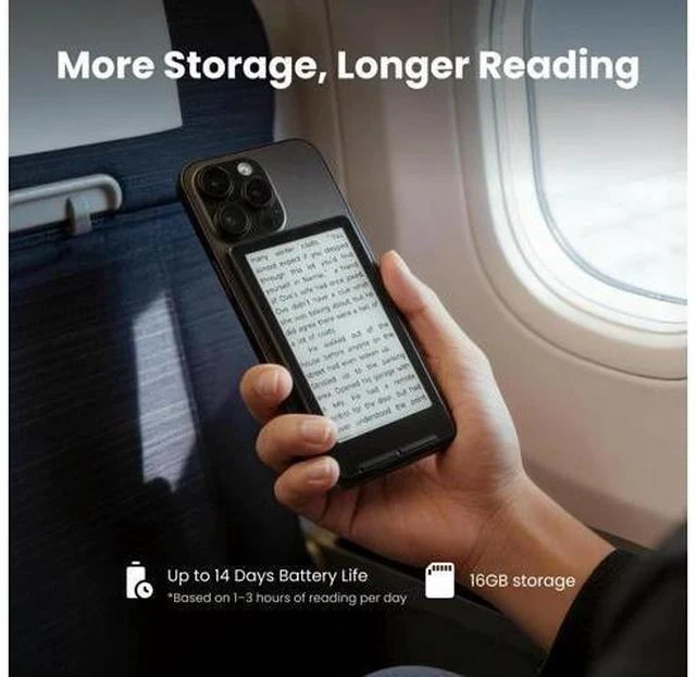 Alt view image 6 of 7 - X4 E-Book Reader (Developer Edition), 4.3" Pocket E-Ink eReader, Physical Page-Turn Buttons, Ultra-Thin 0.23" & 2.72 oz, Magnetic-Ready Design, Distraction-Free Reading, 16GB, Space Black