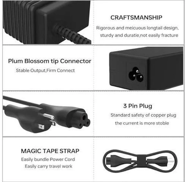 Alt view image 5 of 7 - 45W 19.5V 2.31A 213349-009 Charger Compatible with HP is 13252 Pavilion 15 Notebook Envy x360 L25296-001 741727-001 Blue Tip Laptop Power AC Adapter