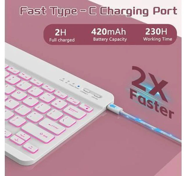 Alt view image 4 of 5 - HOTLIFE for iPad Pro 13 Inch (M4) 2024 Case with Keyboard, Magnetic Detachable - 7 Color Backlit Keyboard Case for iPad Pro 13 (M4), Rechargeable Wireless Keyboard Case with Pencil Holder (Pink)