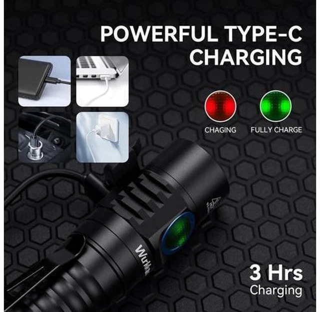 Alt view image 3 of 7 - Wurkkos FC11 EDC LED Flashlights Rechargeable 90CRI Max 1300Lumen Small Powerful Flashlight, IP67 Waterproof Torch, Magnetic Tailcap, Great for Garden Dog Walking Emergency(4000K)
