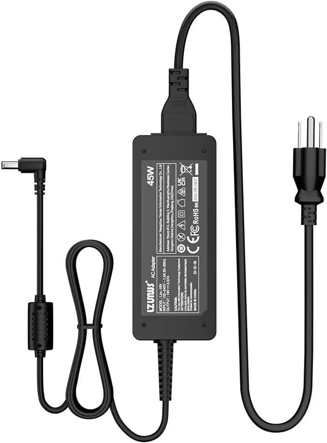 Alt view image 7 of 7 - 45W AC Adapter for Laptop Chanrger 19V 2.37A 3.0x1.1mm Compatible with Chromebook Aspire Swift 1/3 /5 Series Replacement Power Supply Cord