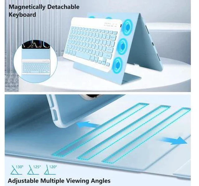 Alt view image 5 of 7 - aMZCaSE for iPad Pro 13 inch Case 2024 with Keyboard,Slim Stand Keyboard Case for iPad Pro 13 inch with Bluetooth Detachable Long Battery Keyboard&Pencil Holder for iPad pro 13''M4,Light Blue