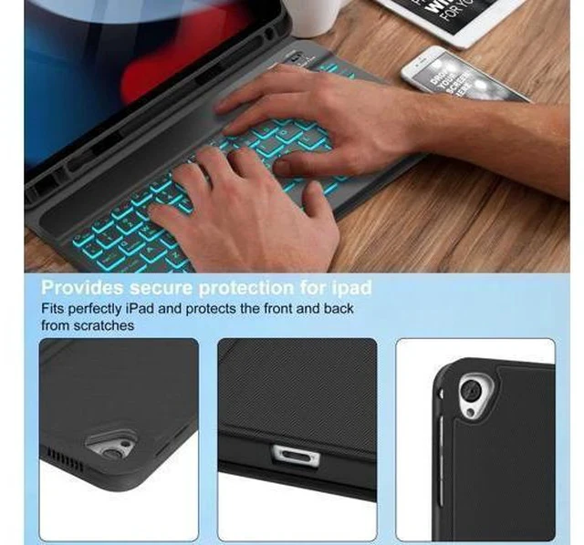 Alt view image 3 of 5 - KVAGO Keyboard Case for iPad 10.2" - iPad 9th 8th 7th Generation Case with Keyboard, Backlit Detachable Bluetooth Keyboard, Folio Case for iPad Air 3rd Gen/iPad Pro 10.5" with Pencil Holder, Black