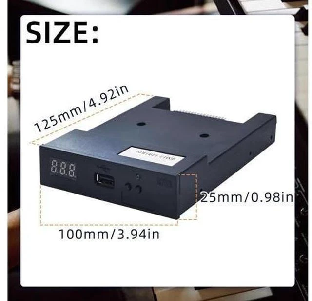 Main image of USB Floppy Drive Emulator, SFR1M44-U100K 3.5 Inch 1.44MB SSD Simulation Floppy Disk Drive Emulator Plug, Flash Disk Floppy Drive Emulator and CD Screws for Musical Keyboad(Black)