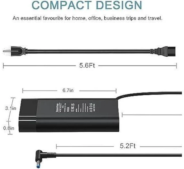 Alt view image 2 of 7 - 200W Laptop Charger 10.3A 19.5V for HP Omen Pavilion 15 16 17 Gaming Laptop, Zbook 15 17 ZBook Fury Create Studio Envy 15 2020 TPN-DA10 Gaming Laptop Power Adapter Supply