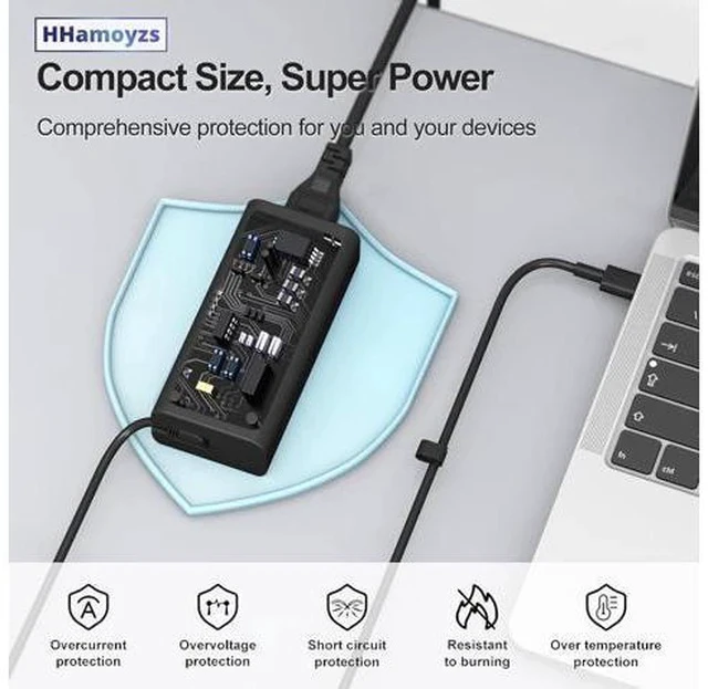 Alt view image 5 of 6 - 65W Laptop Charger USB C - Compatible with Latitude 5420/5520/7420/7430/7480/7490 & Inspiron 14/16/7620/2in1/XPS 13 LA65NM190