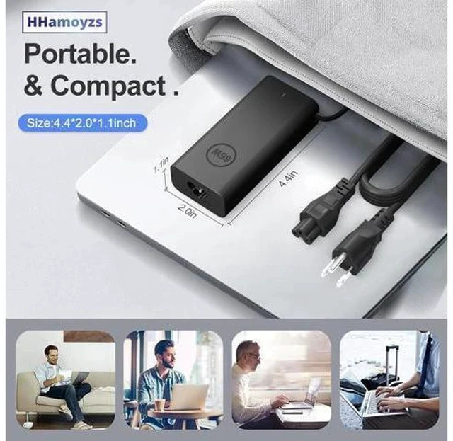 Alt view image 6 of 6 - 65W Laptop Charger USB C - Compatible with Latitude 5420/5520/7420/7430/7480/7490 & Inspiron 14/16/7620/2in1/XPS 13 LA65NM190