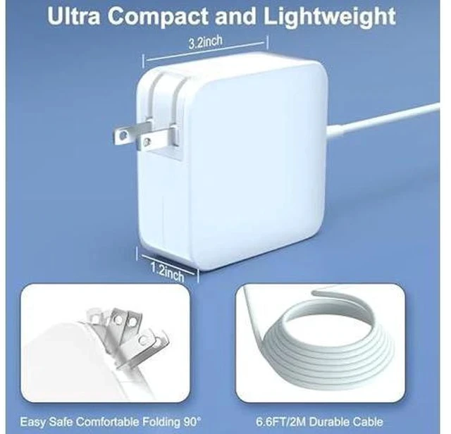 Alt view image 4 of 7 - 85W/60W L Tip Compatible with Mac Book Charger,Power Adapter for 13/15/17 inch Before mid-2012 Models Charger, 6.6FT Cable Adapter Charging Cord